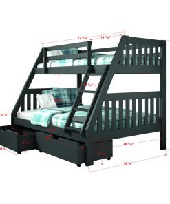 Twin and Full Mission Bunk Bed WithDual Under Bed Drawers