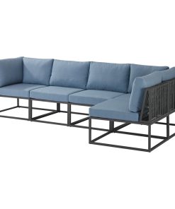 5-Piece Outdoor Cord Modular Sectional - Blue