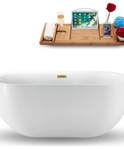 59" Streamline N1241BGL Freestanding Tub and Tray With Internal Drain