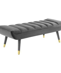 Suzi Gray Channel Tufted Performance Velvet Accent Bench