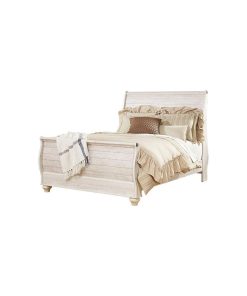 Willowton Queen Sleigh Bed, White Wash