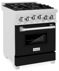24" 2.8 cu. ft. Range, Gas Stove and Gas Oven, DuraSnow, Black Matte