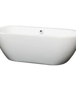 68 inch Freestanding Bathtub in White,Polished Chrome Drain and Overflow Trim