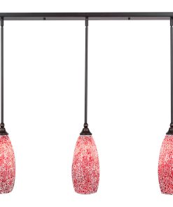 3 Light Mini Pendant, 5.5" Red Fusion Glass