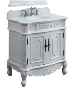 33" Benson White Victorian Bathroom Vanity