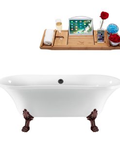 68" Streamline N861ORB-BL Clawfoot Tub and Tray With External Drain