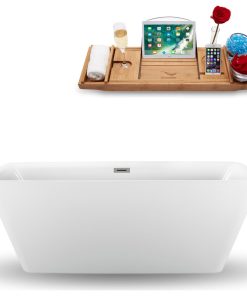 59" Streamline N1261BNK Freestanding Tub and Tray With Internal Drain
