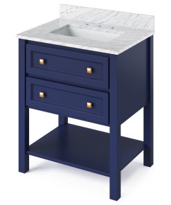 30" Adler Vanity With White Carrara Marble Top Hale Blue