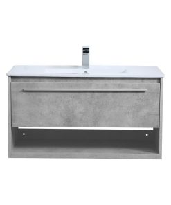 36 Inch Single Bathroom Floating Vanity In Concrete Grey