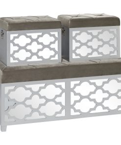 Grey Wood Glam Storage Bench Set of 3 15", 15", 21"H