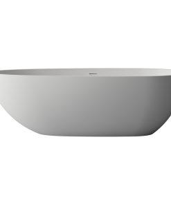 59" Solid Surface Freestanding Non-Whirlpool Soaking Bathtub, White