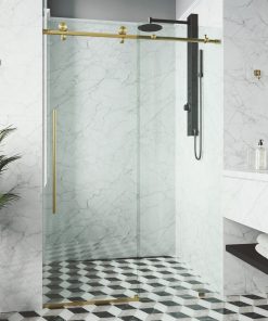 VIGO Elan E-class 48" x 76" Frameless Sliding Shower Door, Matte Gold