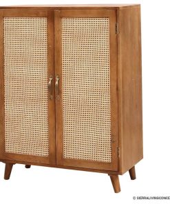 Ulverstone Solid Wood Rattan Door Storage Cabinet