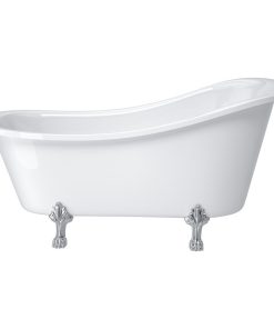59" Acrylic Single Slipper Clawfoot Non-Whirlpool Bathtub, White
