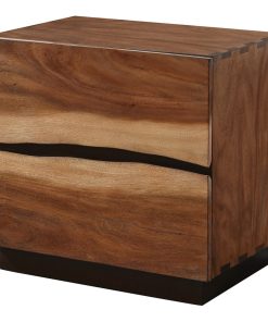 2-Drawer Nightstand, Smokey Walnut And Coffee Bean