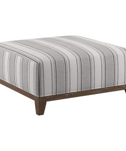 Traditional Ottoman, Tapered Legs With Square Shape & Cushioned Top, Stone Gray