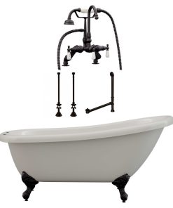 67" Slipper Clawfoot Tub Deck Mount Plumbing Package "Miller", Oil Rubbed Bronze