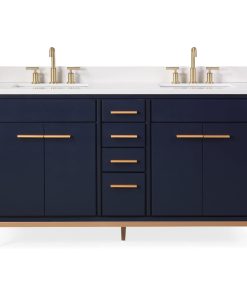 60" Beatrice Double Sink Navy Blue Bath Vanity