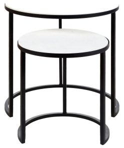Surya Hearthstone HTS-001 Nesting Table Set, Ivory/Black