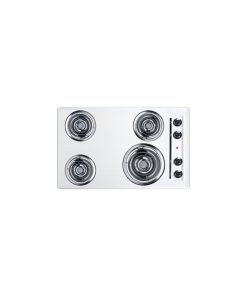 30" wide 220V electric cooktop in white porcelain finish WEL05