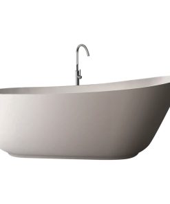 Vanity Art Solid Surface Resin Stone Freestanding Bathtub, Matte White, 59"x29.5