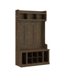 Woodland 40W Hall Tree and Shoe Bench with Shelves in Ash - Engineered Wood