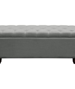 Tufted Lift-Top Storage Trunk Grey Linen