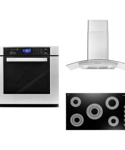 3-Piece 36" Electric Cooktop 36" Wall Mount Range Hood 30" Electric Wall Oven