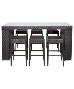 TK Classics Napa 7 Piece Backless Wicker Patio Pub Set in Espresso