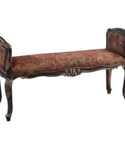 Window Bench Carved Wood French Legs Medallion Serpentine Arms Red