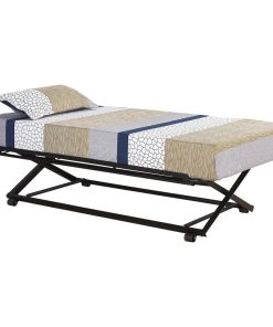 Tiverton 17"H Pop-Up Trundle High Riser Bed Frame, Black Metal, 39'' Twin