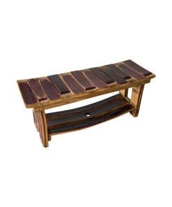 Wine Stave Bench With Storage Shelf