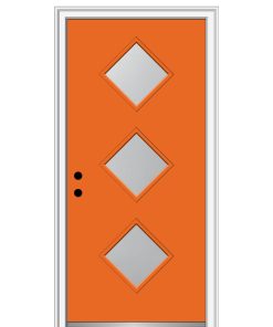 36 in.x80 in. 3 Lite Frosted Right-Hand Inswing Painted Steel Door