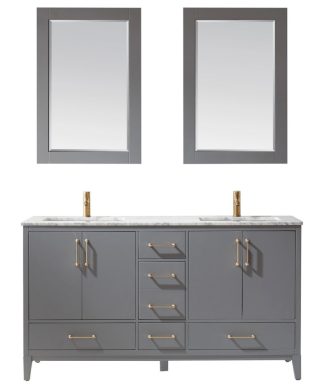 Sutton Gray Bathroom Vanity Set With Mirror, 60"