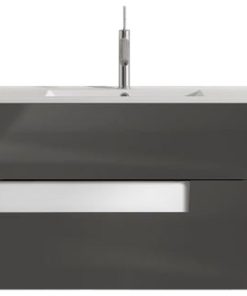 Vision 2 Drawer Vanity with Ceramic Sink, Grey and White