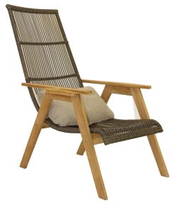 Teak and Wicker Basket Lounger Chair, Set of 2