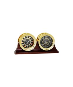4.5" Chelsea Carbon Fiber Flag Clock and Barometer on Double Base