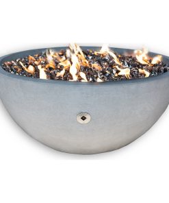 36" Concrete Fire Bowl, Natural Color, Crushed Black Lava Filling, Natural Gas