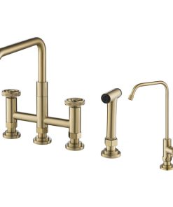 Urbix 2-Function Bridge Kitchen Faucet Side Sprayer BG w Water Dispenser