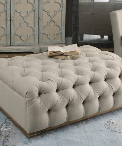 Uttermost Kaniel Tufted Antique White Ottoman