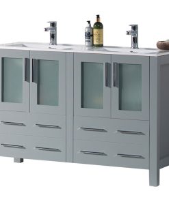 Sydney 48" Double Vanity Set With Mirrors, Metal Gray No Mirror