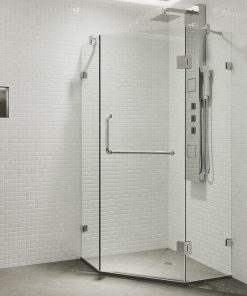 VIGO Piedmont 34"x34" Frameless Neo-Angle 3/8" Shower, Without Base, Chrome