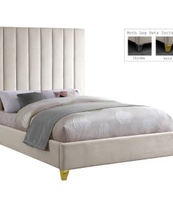 Via Velvet Bed, Cream, Queen