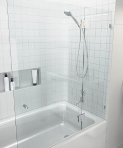 58.25"x51" Frameless Shower Bath Door Glass Hinge, Brushed Nickel