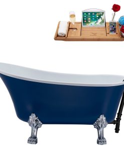 55" Streamline N369CH-BL Clawfoot Tub and Tray With External Drain