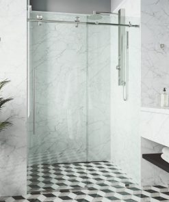 VIGO Elan E-class 56"x76" Frameless Sliding Shower Door, Stainless Steel