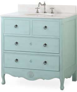 34" Dalleville Light Blue Bathroom Vanity, Without Mirror