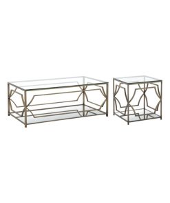 2-Piece Edward Rectangular Living Room Set, Brass