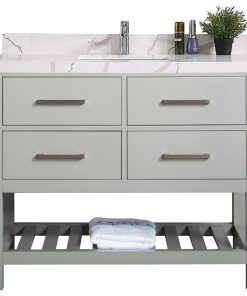 Willow Collections Santa Fe Vanity, Gray, Calacatta Quartz, 42"