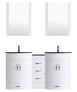 72" White Vanity, 30" Double Sink Bases, Single 12 Drawer Base, LV5-C14-72-W
